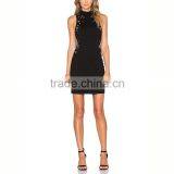 Best Price Woman Black Elegant Sleeveless Halter High Collar Sheath Dress thumbnail-5