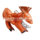 zodiac horse animals leather animal keychain with metal keychain keyring cheap leather keychain
