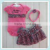 Baby pettiskirt with romper and headband girl pettiskirt in set European clothes girl skirt leopard 3 pcs set