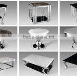 Chrome Stainless Steel Metal End Side Table Base With Marble Top thumbnail-2