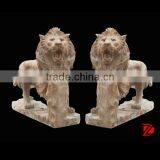 Yellow Marble Big Lions Statue for Sale thumbnail-1