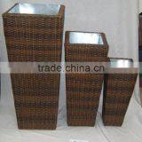 PE/PLASTIC RATTAN W/ZINC PLANT POT thumbnail-1