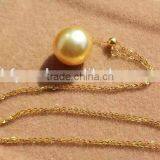 18k Gold 9-10mm Gold South Sea Pearl Pendant thumbnail-3