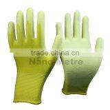 NMSAFETY 13 Gauge Knitted Yellow Nylon Liner Coated White PU on Palm Gloves for Light Industry thumbnail-2