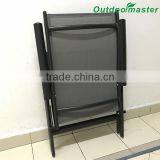 7-Position Adjustable Folding Recliner Teslin Black Aluminum Deck Chair thumbnail-5