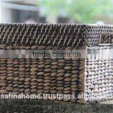 Rectangle Water Hyacinth Basket With Handles thumbnail-1