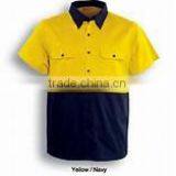100% Cotton 2 Contrast Colors Open Front Mens Work Shirts thumbnail-6