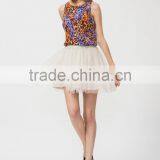 Woman Charming Lady Fashion White Midi Mesh Skirt With Golden Foil thumbnail-2