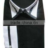 Custom Italian Design Mens Shirts Black Shirts High Collar French Cuff Shirts for Men thumbnail-1