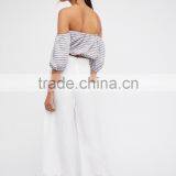 2017 Two Piece Set Women Clothing Stripe Pattern Off-the-shoulder Style Women Two Piece Set Top And Pant thumbnail-3