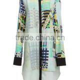 Ladeis' Fahison Long Sleeves Double Layer Digital Print High Quality Direct Factory Chiffon Style Blouse 2015 thumbnail-2