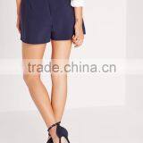 New Style Women Fancy Navy High Waist Pocket Tailored Shorts thumbnail-5
