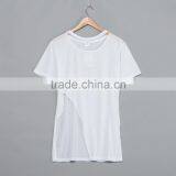 Fashion Lady Side Slits Asymmetric Hem T-shirt .sublimation Blanks. Print Your Own Design. Real Factory thumbnail-1