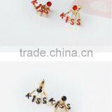 Kiss Letter Stud Earrings, Enamel Alloy Stud Earring, Gold Korea Style thumbnail-1