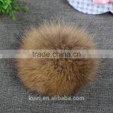 100% Real Raccoon Fur Pom Pom Keychain Fluffy Fur Balls Genuine Fur Pompons for Bag Hats Cap Scarf Gloves With Buttons thumbnail-1