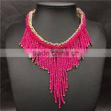 Express Tassel Resin Plastic Beads Multicolor Statement Necklace Jewelry thumbnail-4