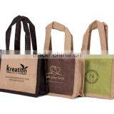 Eco-Friendly Small Two-Toned Jute Gift Bag - Features Jute Self Jute Handles and Comes With Your Logo. thumbnail-2