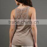 Ladies Solid Tank Top in Taupe thumbnail-2