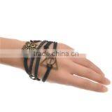 Velvet Braiding Bracelets Black W/Antique Bronze Infinity Symbol & Owl & Triangle Findings Halloween Ornaments 19cm thumbnail-1