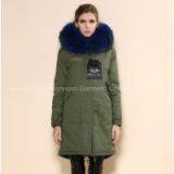 Best Sellling High End Elgegant Long Style Lake Blue Women Coat for Winter