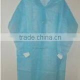 Disposable PP Food Industry Lab Coat With Shirt Collar & Knitted Cuff