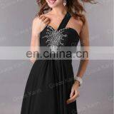 2015 New Arrivals Embroidery Beaded Elegant Black One Shoulder Designer Evening Dresses CL3120-1 thumbnail-2