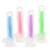 Silicone Dildo with Suction Cup, Glow in The Dark Blue Dong, Adult Sex Toy,  Full Silicone, Harness Compatible