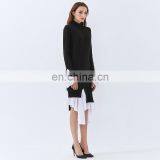 TWOTWINSTYLE Sweater For Women O Neck Long Sleeve Irregular Hem Loose Sweater Patchwork Casual thumbnail-4