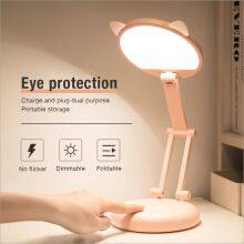 LED Desk Lamp Touch Table Lamp Book Read Light for Kids Portable Cute Cat USB Eye Protection Children Bedside Reading Lamp thumbnail-3