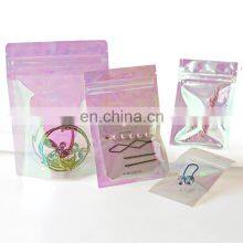 Resealable Smell Proof Hologram Stand Up Pouch Rainbow Color Mylar Holographic Stand Up Bag With Zipper for Jewelry thumbnail-3