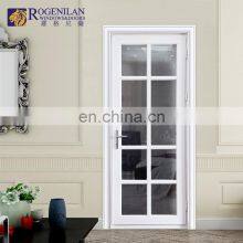 Rogenilan Powder Coated White Aluminum Door Design Frosted Glass Bathroom Louver Door