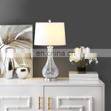 Modern Glam Luxury Table Lamps Crystal Glass Gold Metal White Tapered Drum Shade Decor thumbnail-5