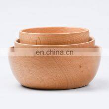 Wholesale Natural Round Wooden Serving Bowls Wood Soup Rice Snack Tableware Bamboo Salad Bowl thumbnail-1