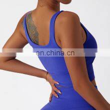 Women High Impact Soft Sports Breathable Bras Wholesale Workout V Cut Hem Yoga Tank Tops thumbnail-1