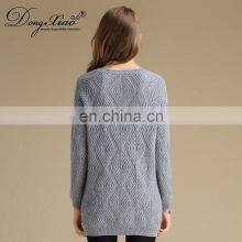 Pure Cashmere Women's Round Neck Sweater With Thick Diamond Pattern Women's Clothing thumbnail-6