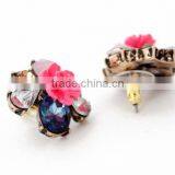 Wholesale Woman Fashion Crystal Earring Flower Diamond Stud Earrings thumbnail-4