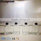 200ml Flat Glass Bottle For Liquor Wine Black Cap thumbnail-3
