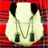 Scottish Full Dress Deluxe Sporran Made Of Fox Fur With Leather Material