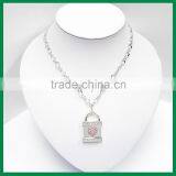 Key Heart Lock With Crystal Necklace thumbnail-2
