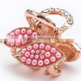 pink gold crystal claw clip deesign fancy claw clip