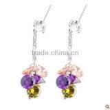 JINSE Big Beautiful Colored Stone Dangle Earrings thumbnail-1