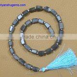 Moss Aqua Hand Made 6*10-8*12 mm Faceted Tumble Shape, 16" Strand Length 100% Natural Gemstones