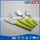 Non-slip green plastic handle forged steel knives cutlery silver