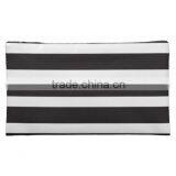 Custom Black & White Striped Makeup Bag thumbnail-2