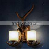 Rural Style Resin Antler Deer Horns II W/2 Head Wall Lamp thumbnail-1