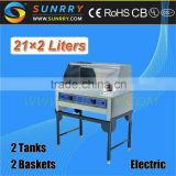New Product 2tank 2 basket 14L*2 industrial electric deep fat fryer with guard element for frying with CE for sale
