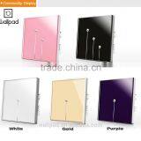 New Wallpad Pink LED Waterproof UK Crystal Glass 110~250V 4 Gang 1 Way Sensor Touch Screen Light Control Wall Switch Quality Choice thumbnail-2