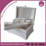 Elegant Wooden Jewelry Box White Mirrored Design Jewelry Cosmetic Box