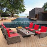 1.2 thickness Alu frame with power coating hand woven by wicker - PVC Rattan Dining Set Furniture - Outdoor Rattan sofa set