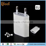 Single USB Power adapter EU Wall Charger Made In China